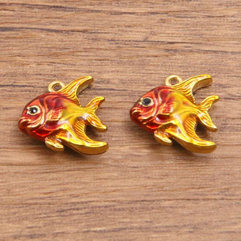 Stainless Steel Gold Vacuum Plating Oil Drop Charm Animal Pendant Small Fish Pendant