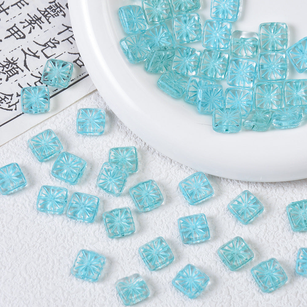 Double-Sided Gold-Plated Small Square Prague Beads