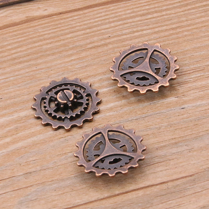 2 Colors 22mm DIY Alloy Mechanical Gear Hollow Round Steampunk Bracelet Accessories