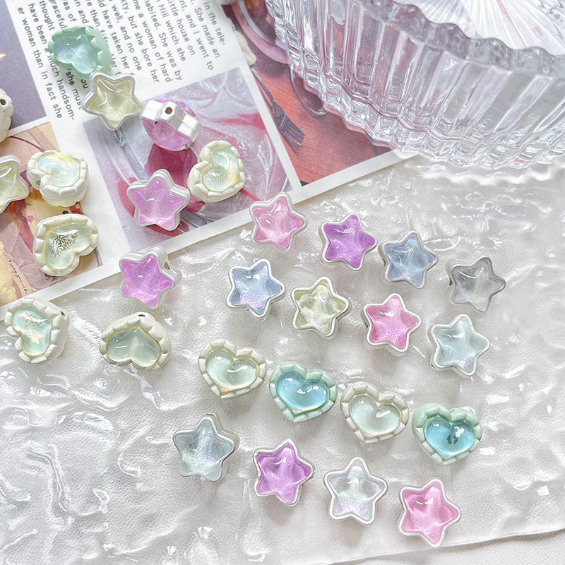10 pcs Sweet Jelly Star Heart Beads Alloy
