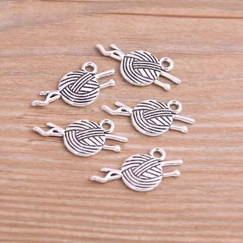2 Colors 12*24mm DIY Alloy Jewelry Accessories Yarn Ball Pendant Hanging Ornament