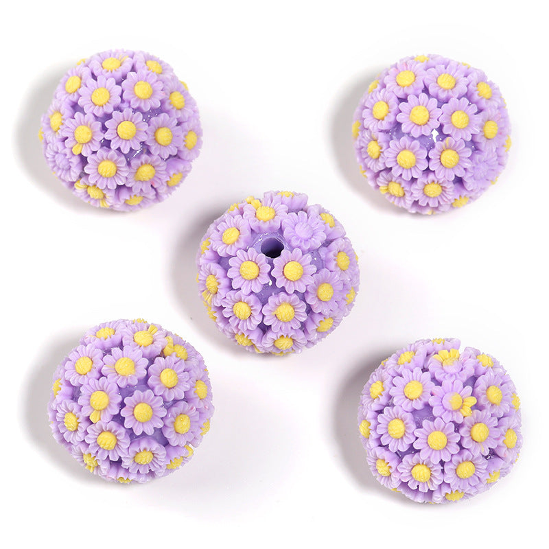 Colorful Resin Flower Ball Through Hole Beads