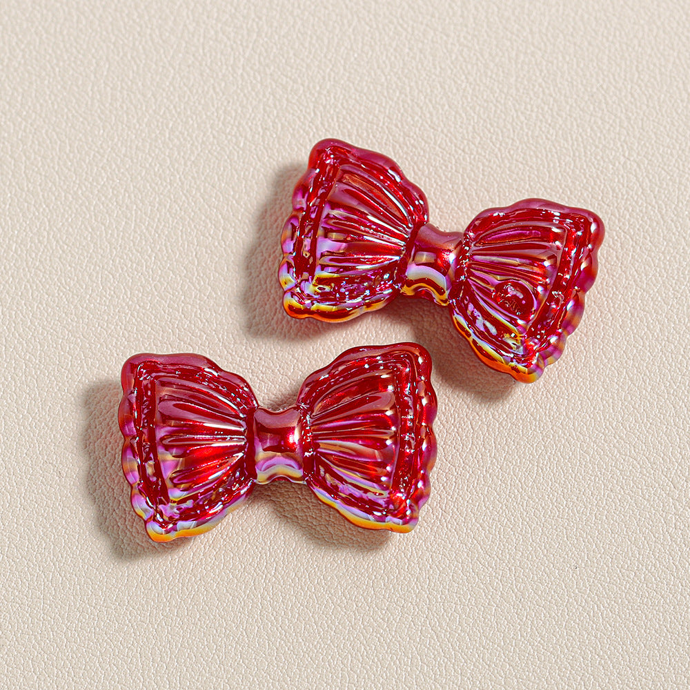 Thin and Glittering Straight Hole Bow Beads