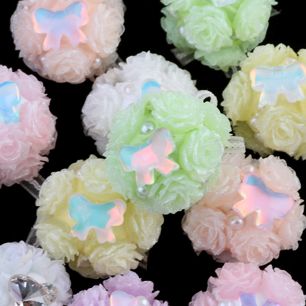 Butterfly Knot Heart Zircon Lace Flower Ball Wearable Straight Hole Beads