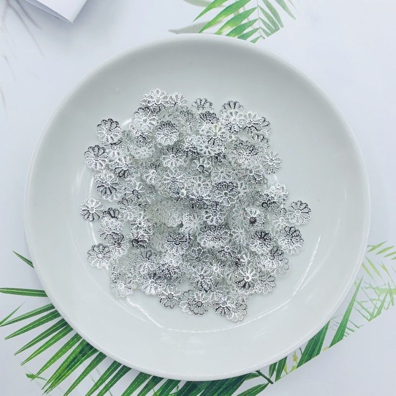 100 PcsHandmade Gold and Silver Spacer Flower Holder Petal Cap Hollow Bracelet