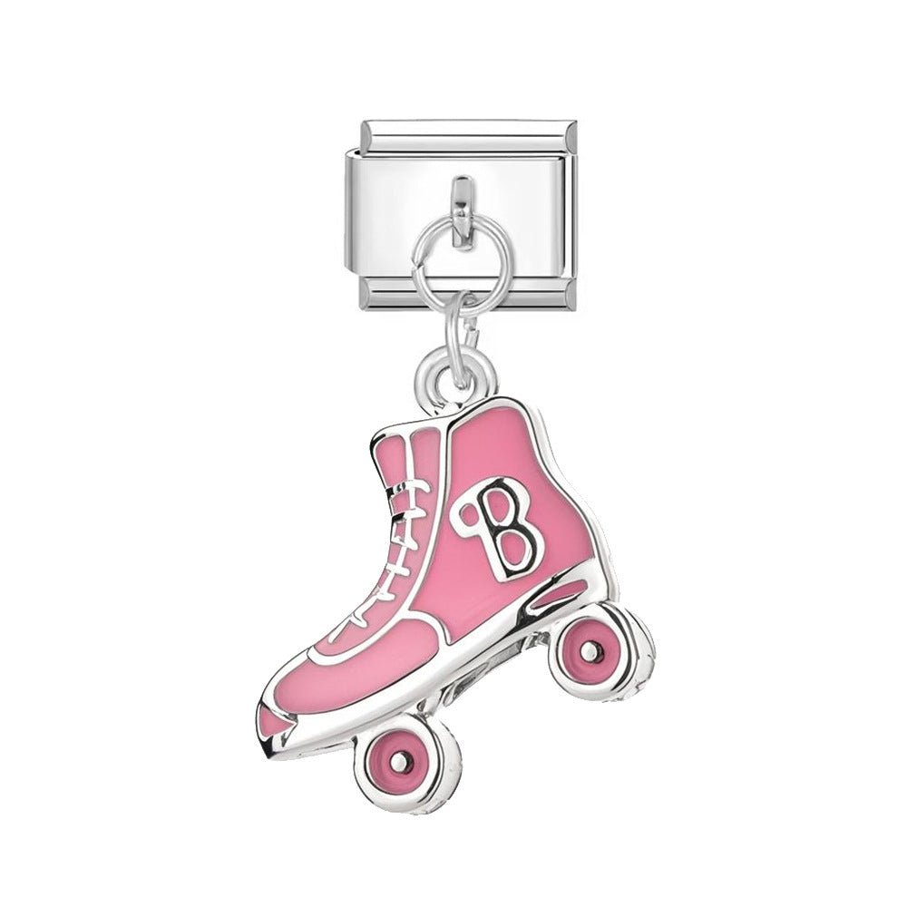 silvery pink skates