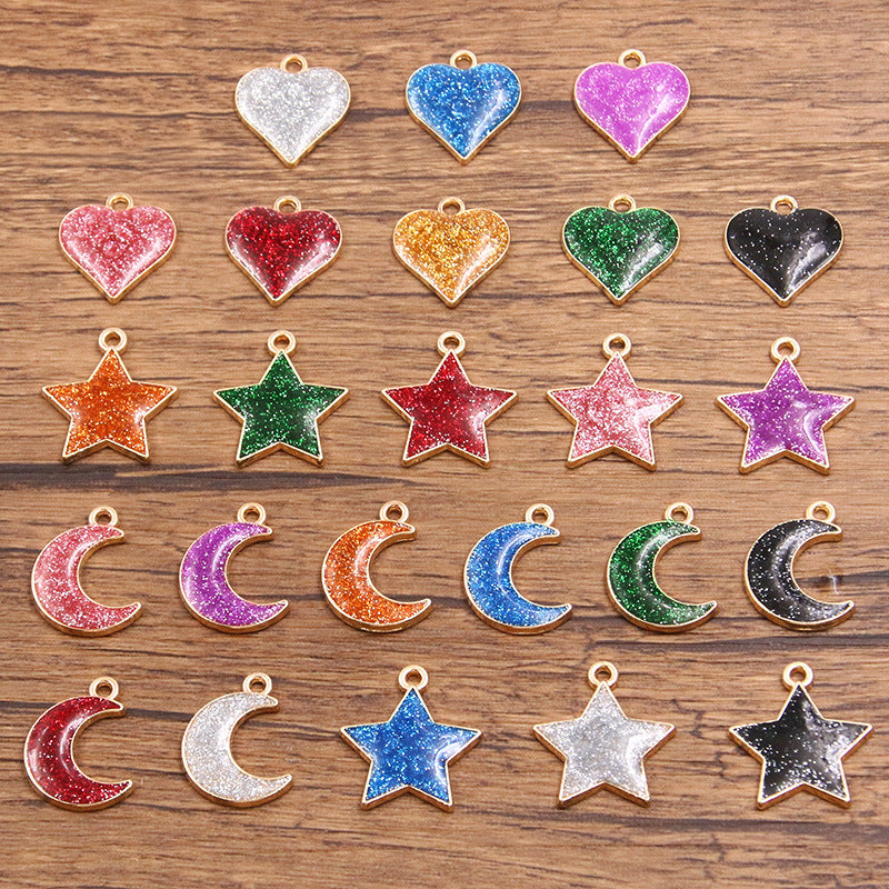 star heart and moon charms