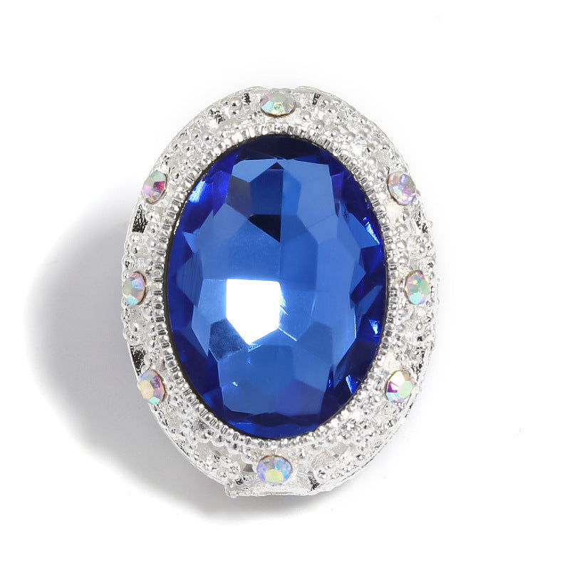 Colorful Oval Rhinestone Through-Hole Beads Heart-Shaped Beads