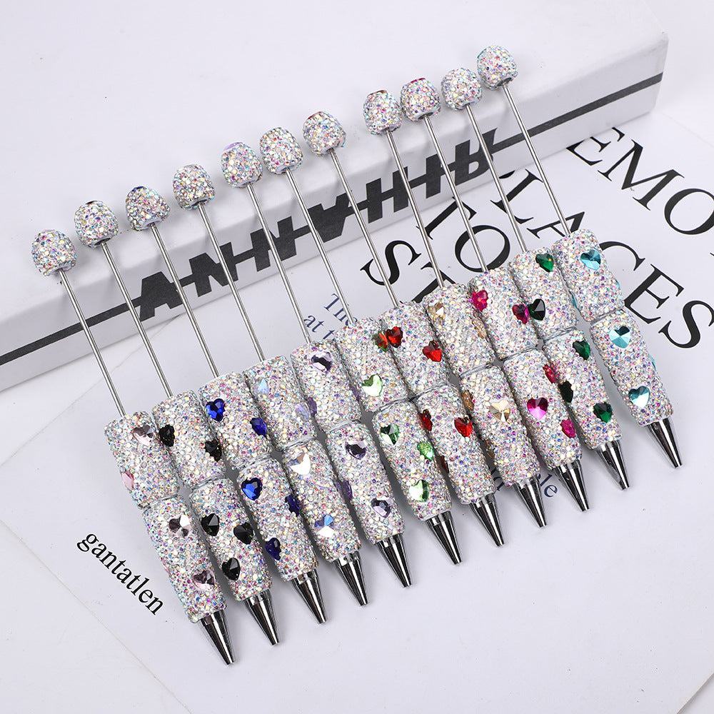 Heart-shaped Full Diamond Beaded Pen