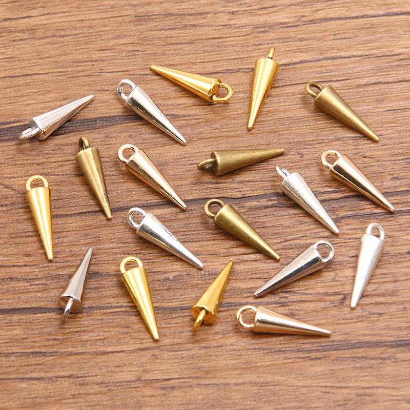 5 Colors 4*15mm DIY Zinc Alloy Accessories Smooth Cone Pendant Charm Keychain Bag Bracelet Accessories