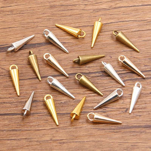 5 Colors 4*15mm DIY Zinc Alloy Accessories Smooth Cone Pendant Charm Keychain Bag Bracelet Accessories