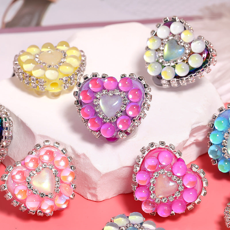 5 pcs 21*25mm heart rhinestone chain fancy beads