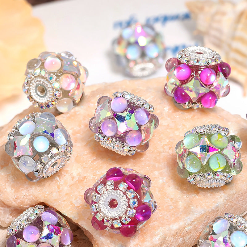 10 pcs 16*18mm Rhinestone Chain Diamond Shape Fancy Beads