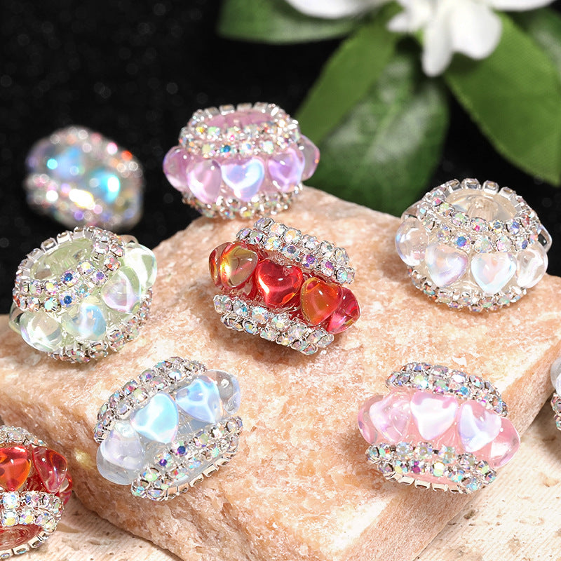 Heart shape rhinestone chain fancy beads