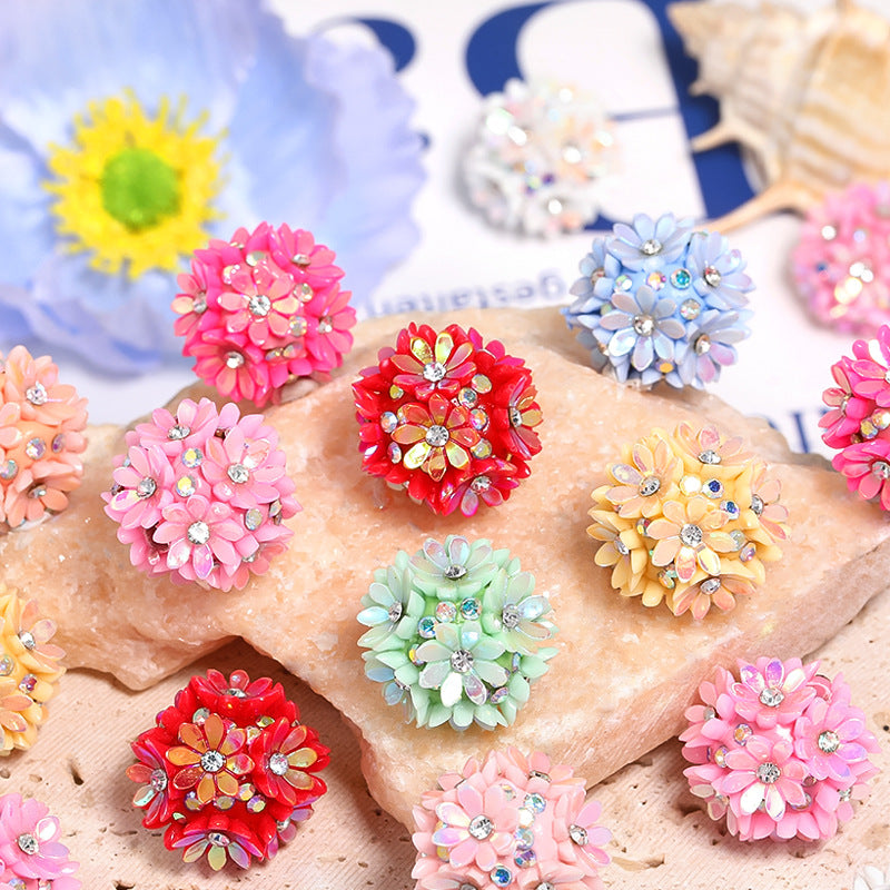 Resin-set small flower ceramic clay fancy bead