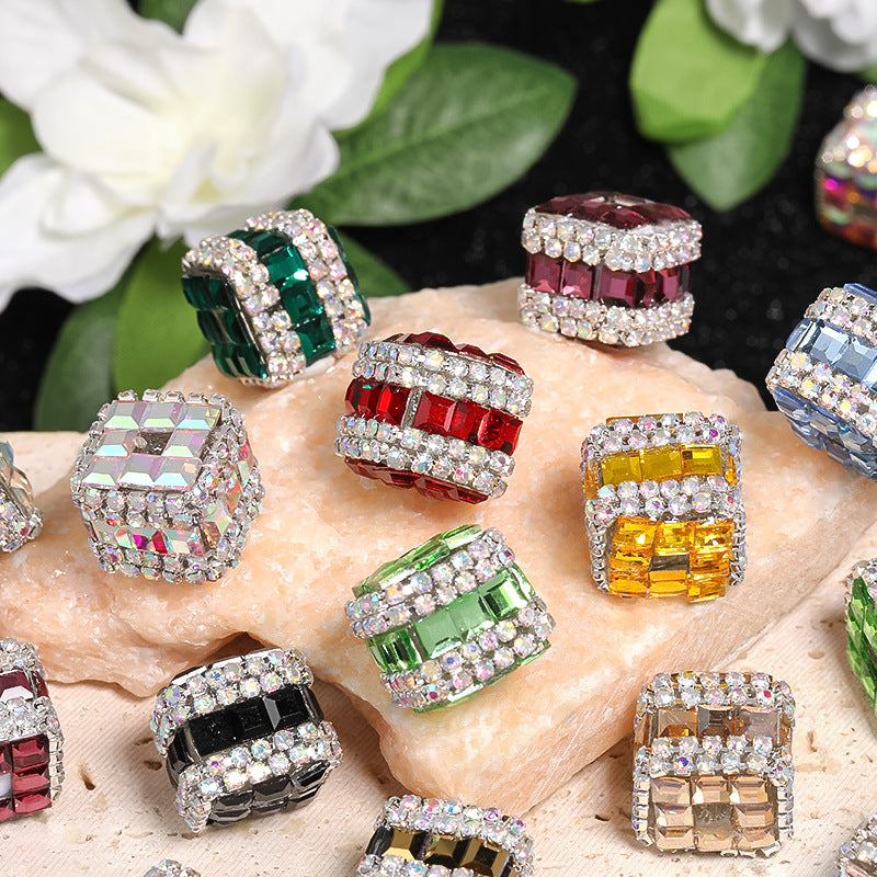 5 Pcs Cube rhinestone fancy beads