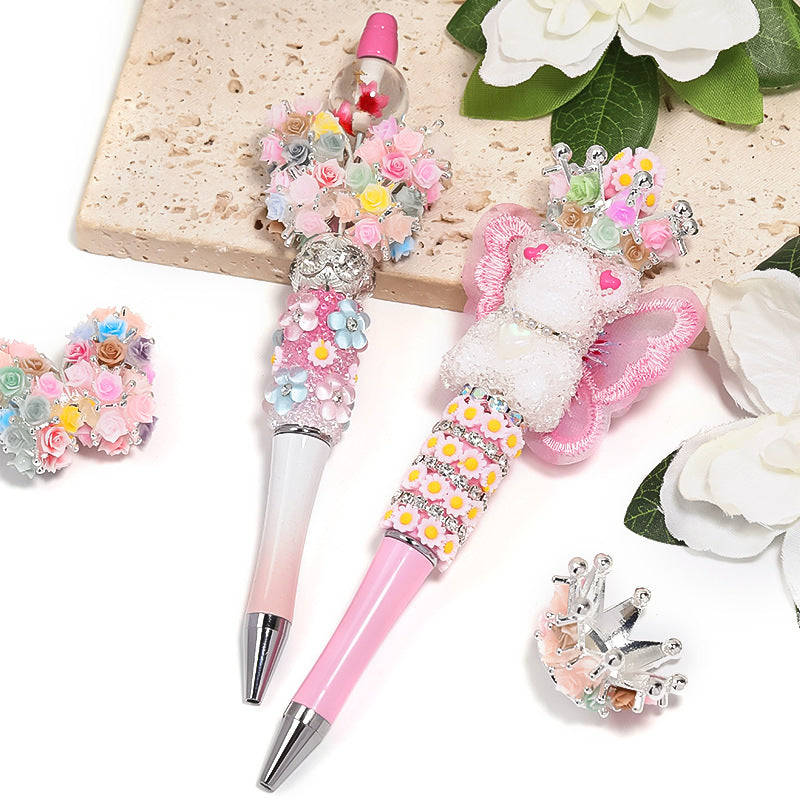 5 pcs Silver Needle Rose Flower Butterfly Bead Camellia fancy beads