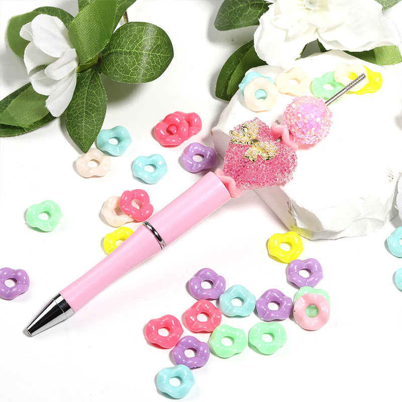 50 pcs Acrylic Colorful Round Wave Spacer Beads