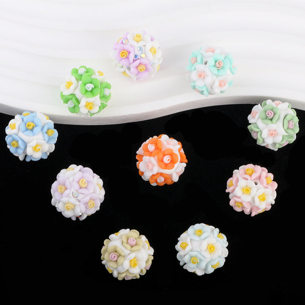 Flower Beads Luminous Simple Flower Rose Ball Clay Straight Hole Beads