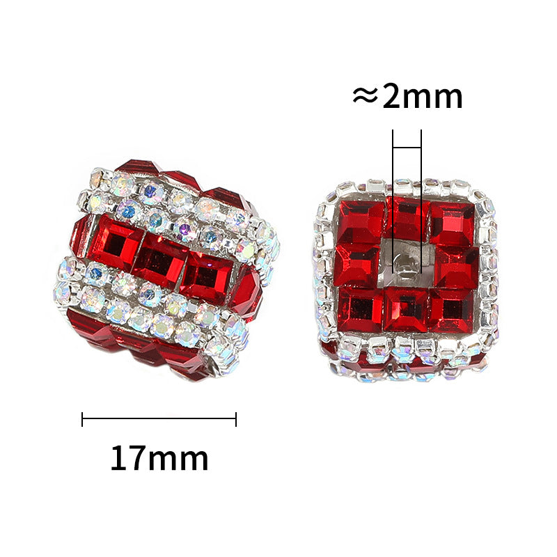 5 Pcs Cube rhinestone fancy beads