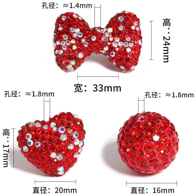 16mm Colored Rhinestone Soft Clay Beads