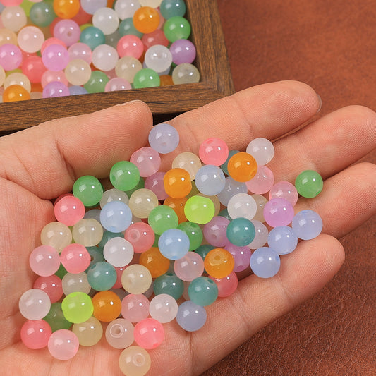 Glass crystal imitation jade round beads