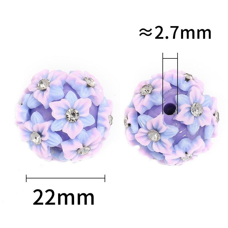Sparkling Resin Flower Beads Acrylic Multicolored Flower Fancy Beads