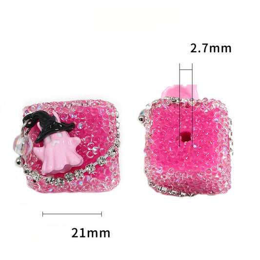 Halloween Ghost Square Rhinestone Sugar Beads