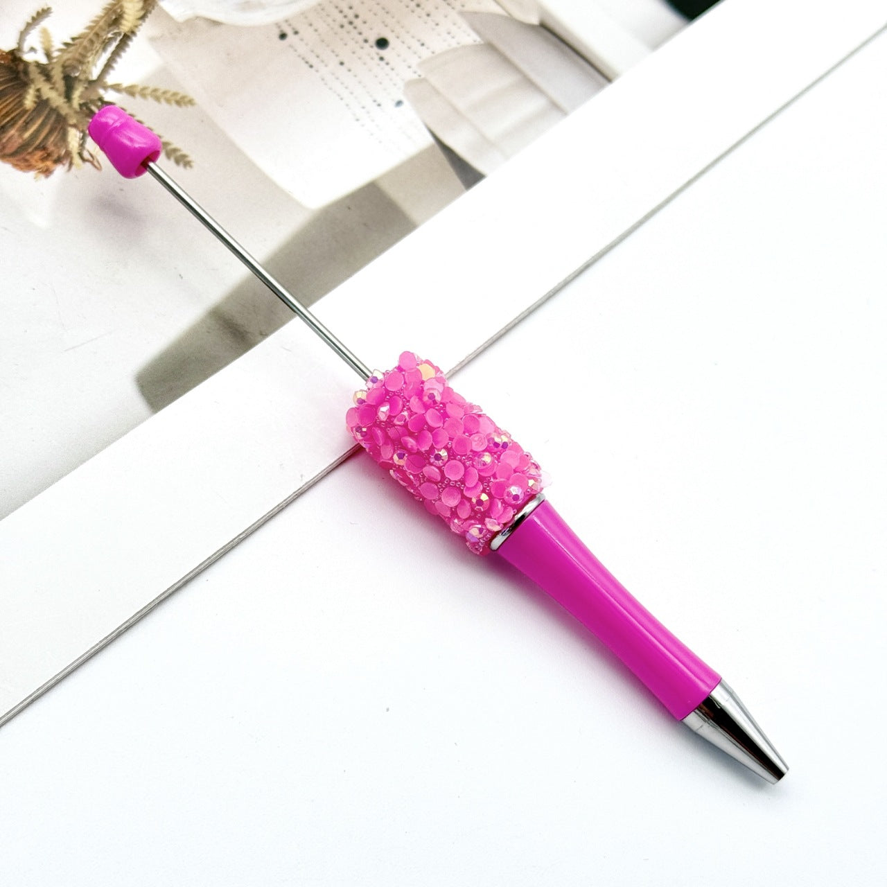 Sequin Beaded Pen Ins Colorful Resin Ballpoint Pen Student Gift Pen Beadable Rotating Cute Pen