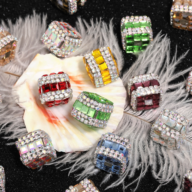 5 Pcs Cube rhinestone fancy beads