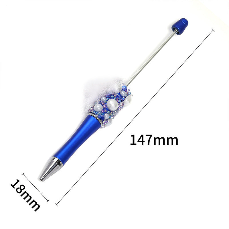 Fuzzy ball pearl beadable pen
