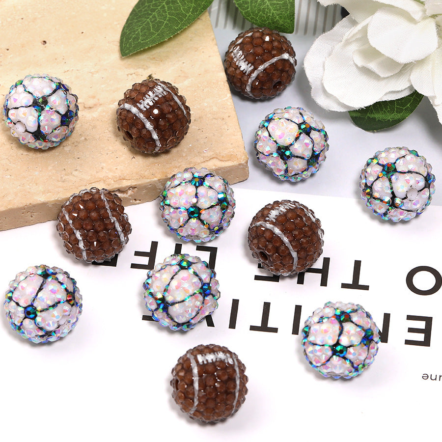 Rugby Ball with Full Diamond Beads Acrylic Soccer Ball Fancy beads