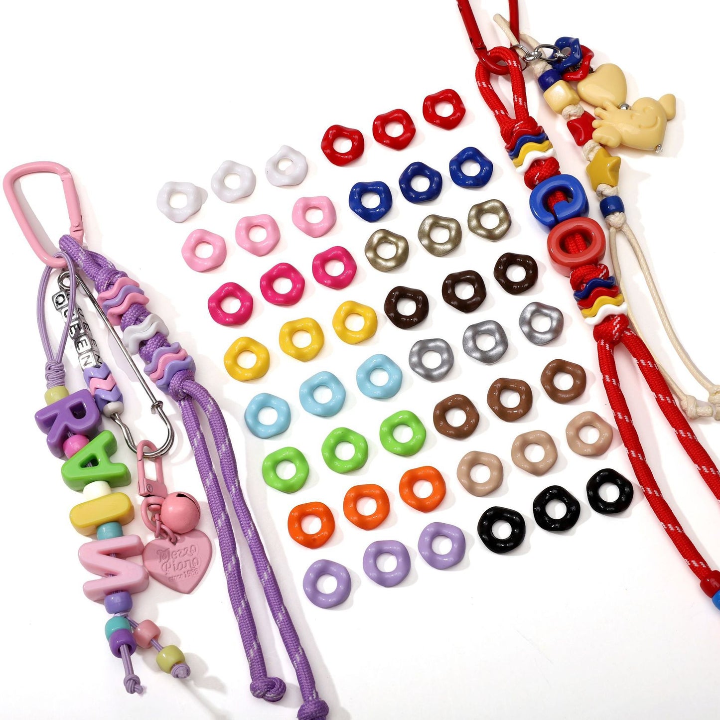 Acrylic Beads Wavy Shape Spacer Large Hole, Solid Color, 16MM