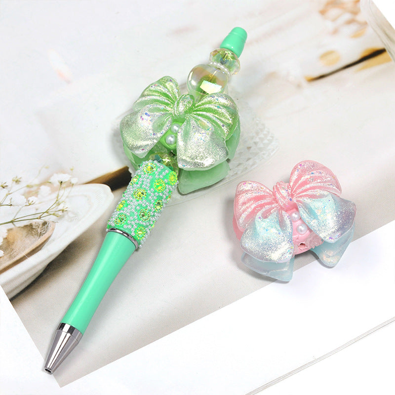 5 Pcs Double-sided gradient-colored fine glitter bow Fancy Beads