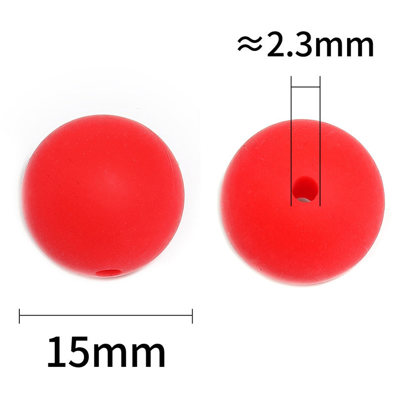 15mm environmentally friendly silicone round beads, multi-color straight hole beads