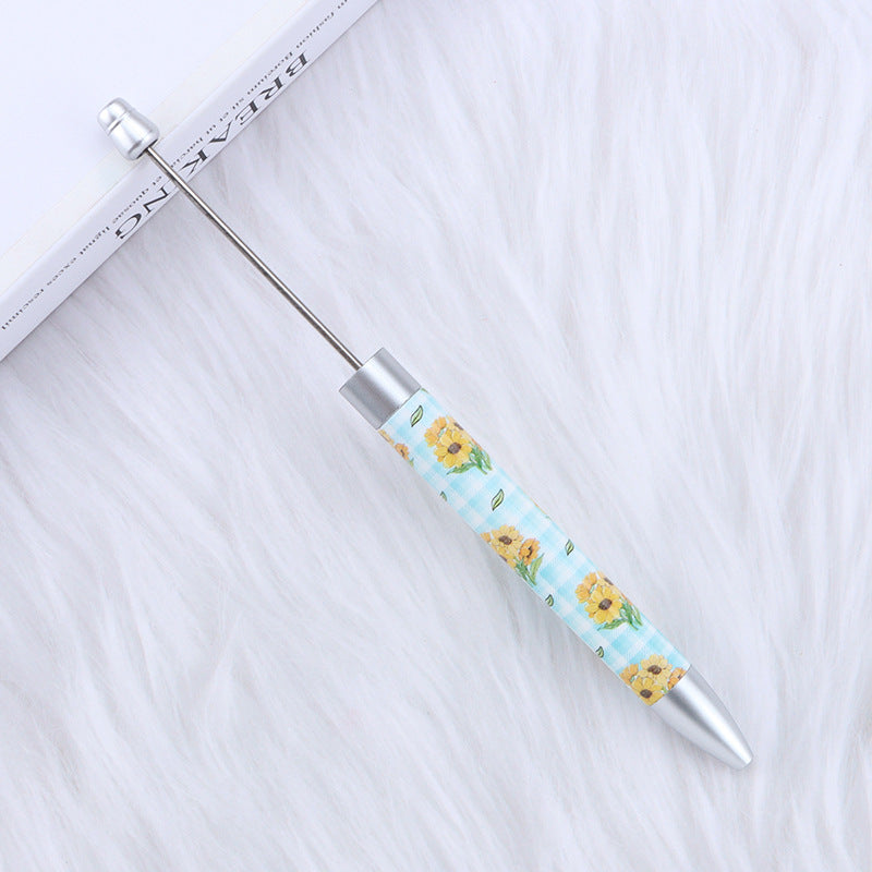Long Flag Print Beaded Pen Educational Handmade Beading Cute Pen