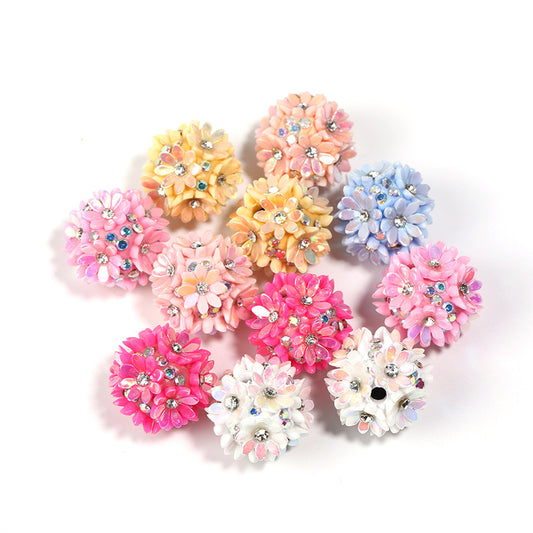 Resin-set small flower ceramic clay fancy bead
