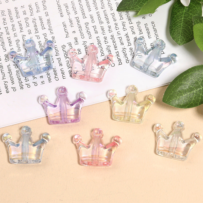 Colorful transparent crown beads high value acrylic three-dimensional beads