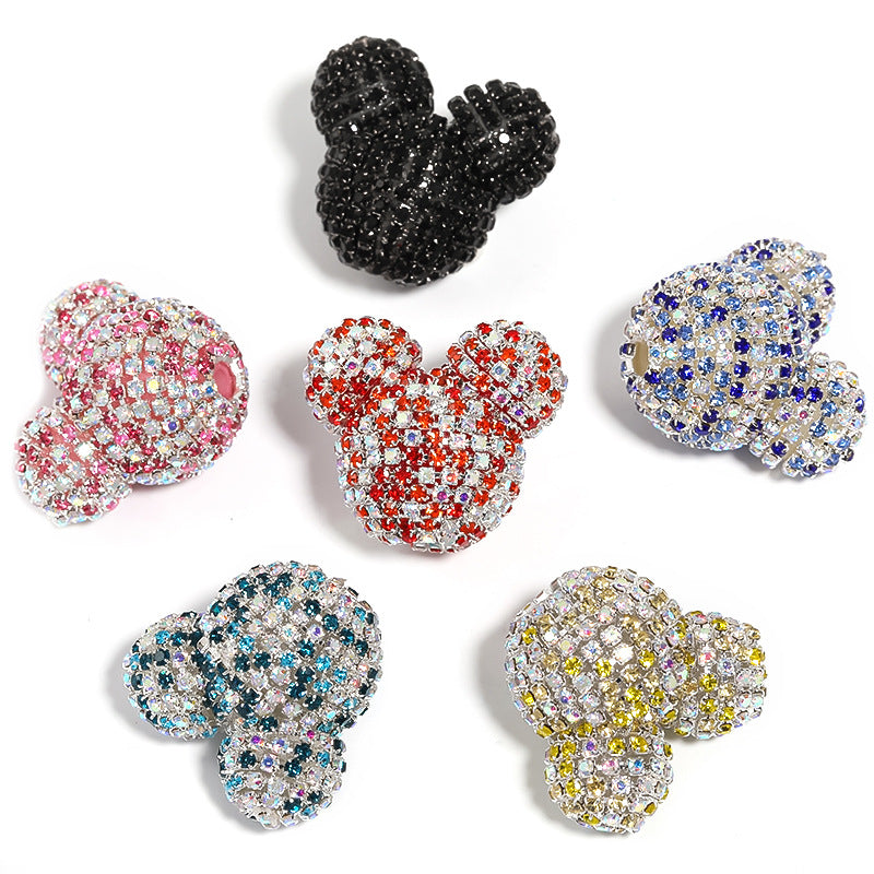 5 pcs Colorful Mickey Head Rhinestone Fancy beads