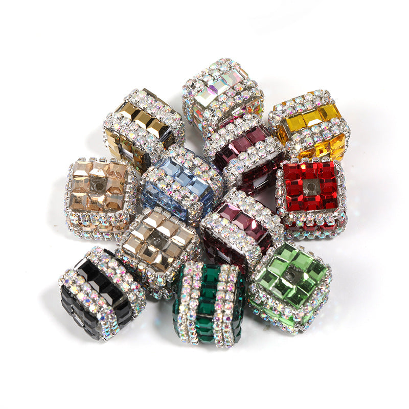5 Pcs Cube rhinestone fancy beads