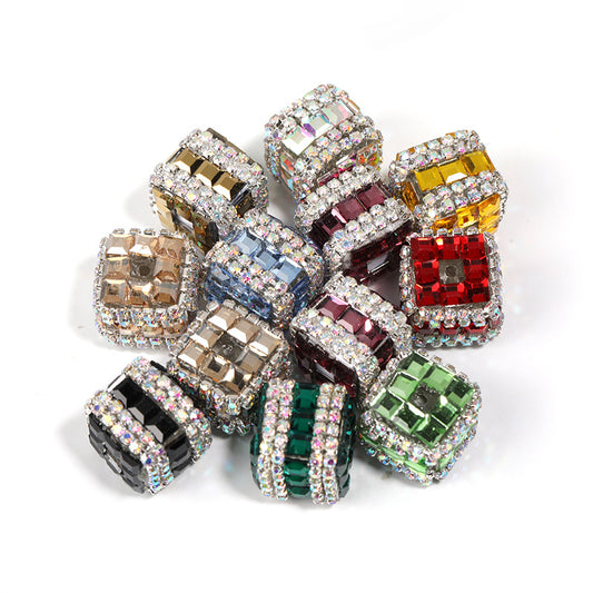 5 Pcs Cube rhinestone fancy beads