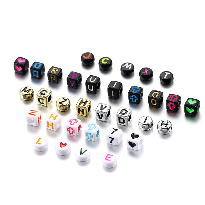50 kinds Acrylic scattered beads English letters