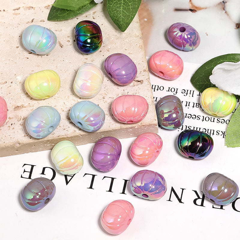 Acrylic UV electroplating solid color flat pumpkin beads