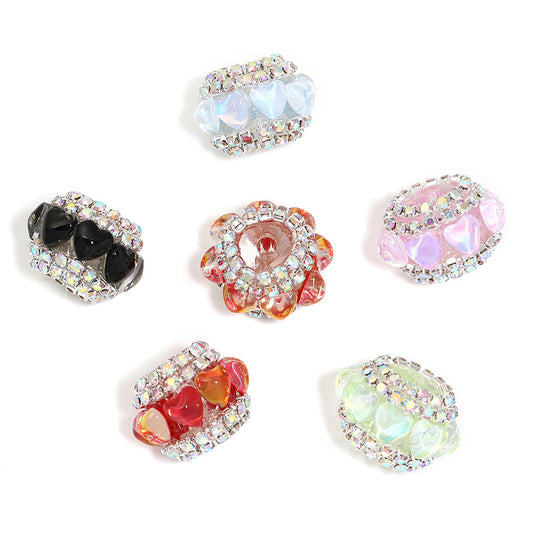 Heart shape rhinestone chain fancy beads