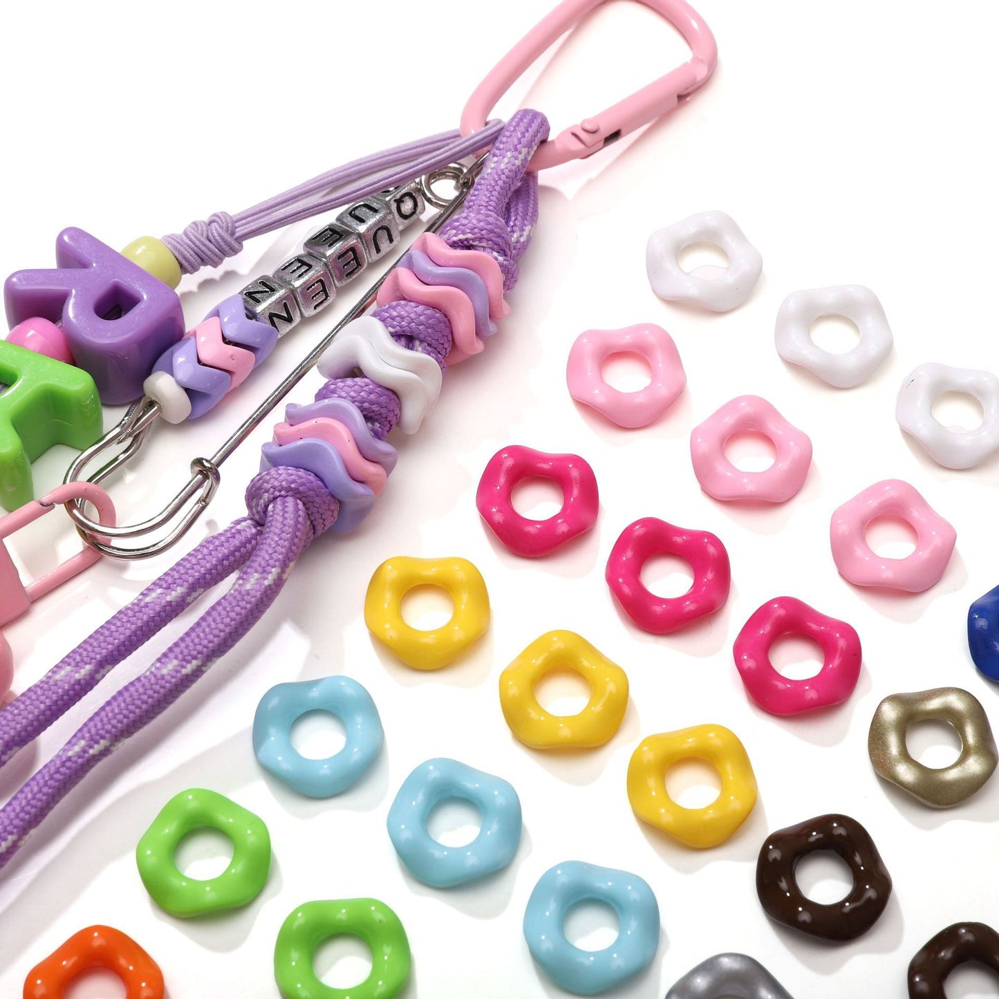 Acrylic Beads Wavy Shape Spacer Large Hole, Solid Color, 16MM