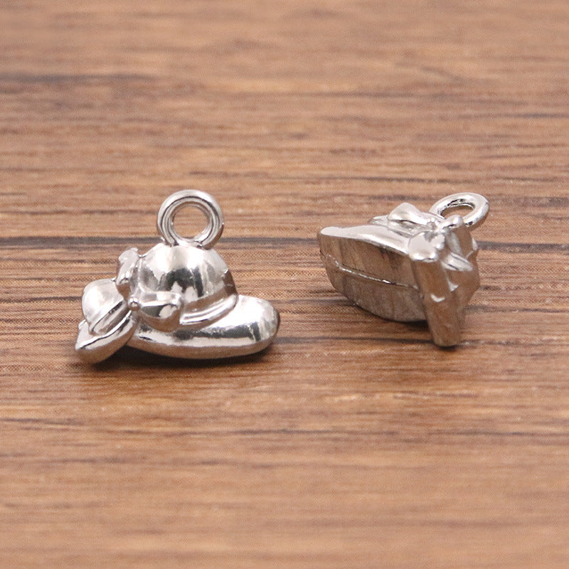 4 Styles 2 Colors Stainless Steel Gold Vacuum Plating Charm Bowknot Hat Heart Pendant