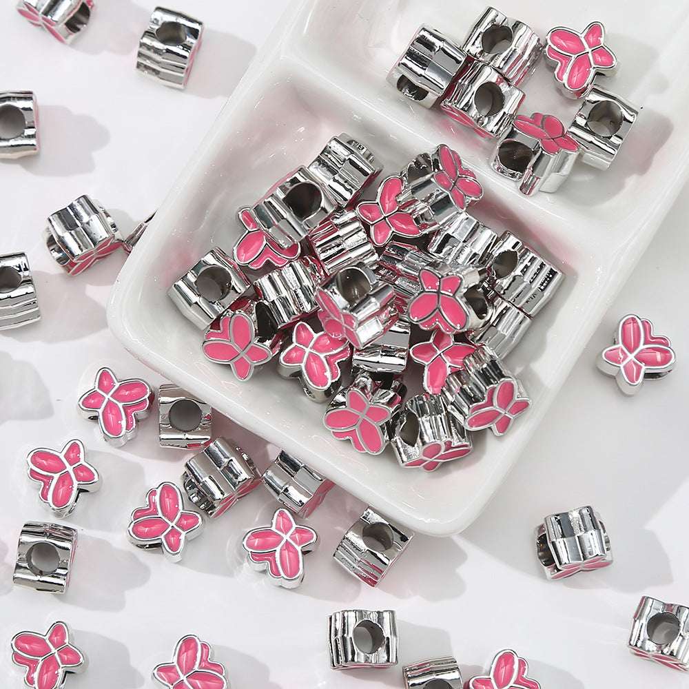 Acrylic Double-Sided Oil Drop Cartoon Butterfly Large Hole Beads
