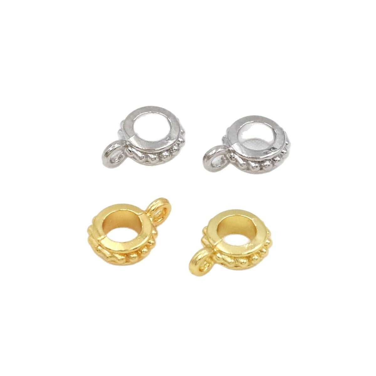 Gold & Silver Metal Bail Beads Alloy for Hanging Charms and Pendants