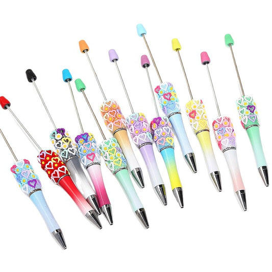 Flower-shaped heart-shaped bead pen