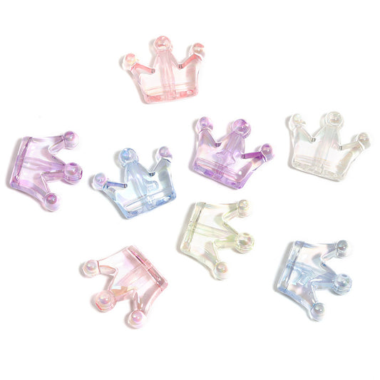 Colorful transparent crown beads high value acrylic three-dimensional beads